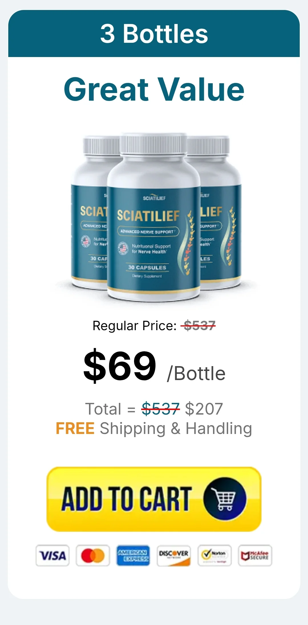 Sciatilief™ 3 bottles pricing